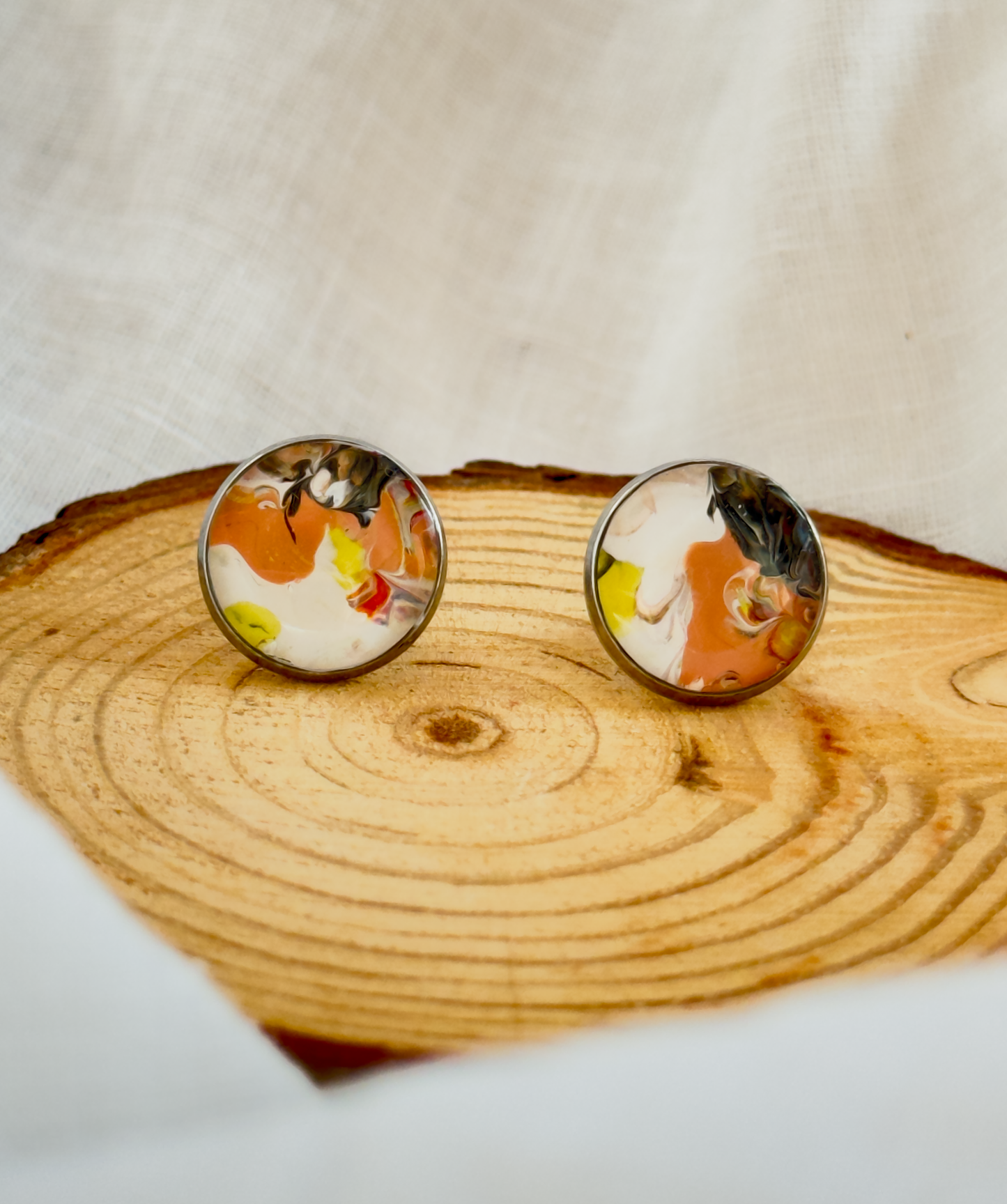All stainless steel earrings, stud earrings