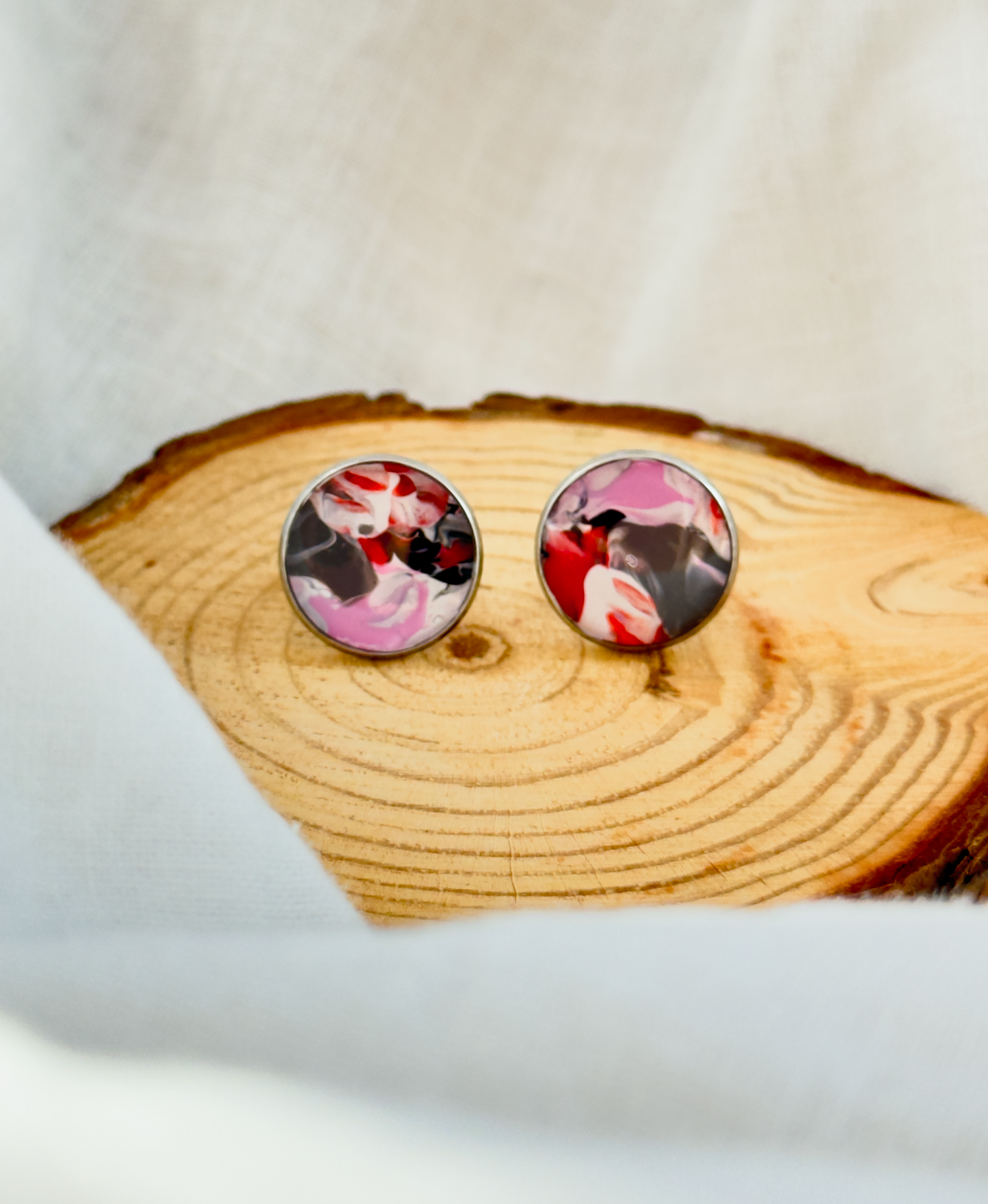 All stainless steel earrings, stud earrings