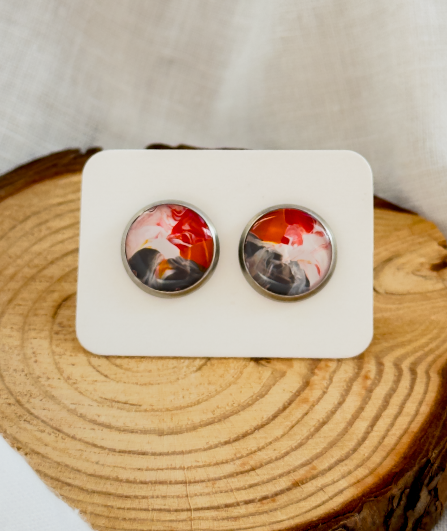 All stainless steel earrings, stud earrings