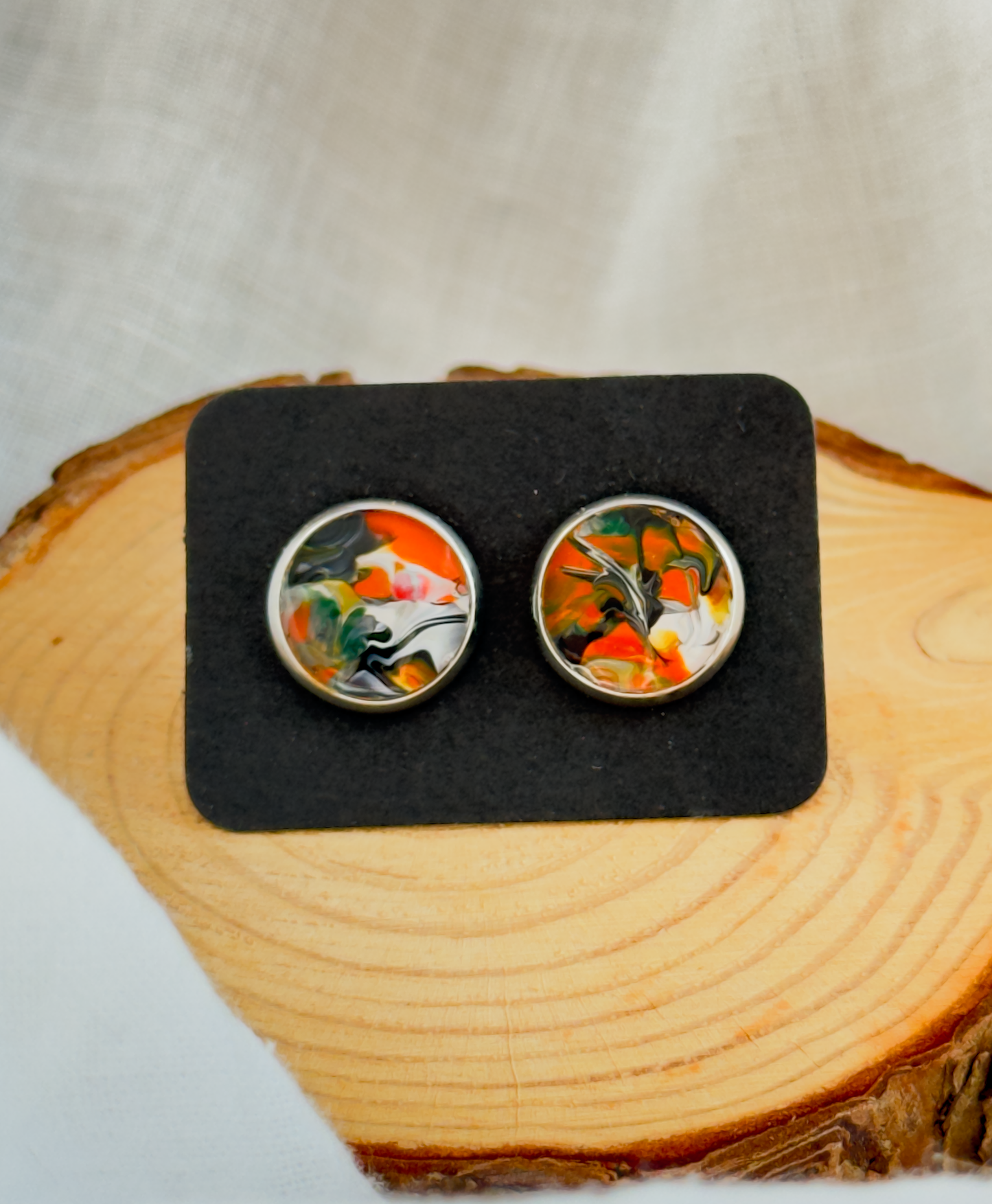 All stainless steel earrings, stud earrings