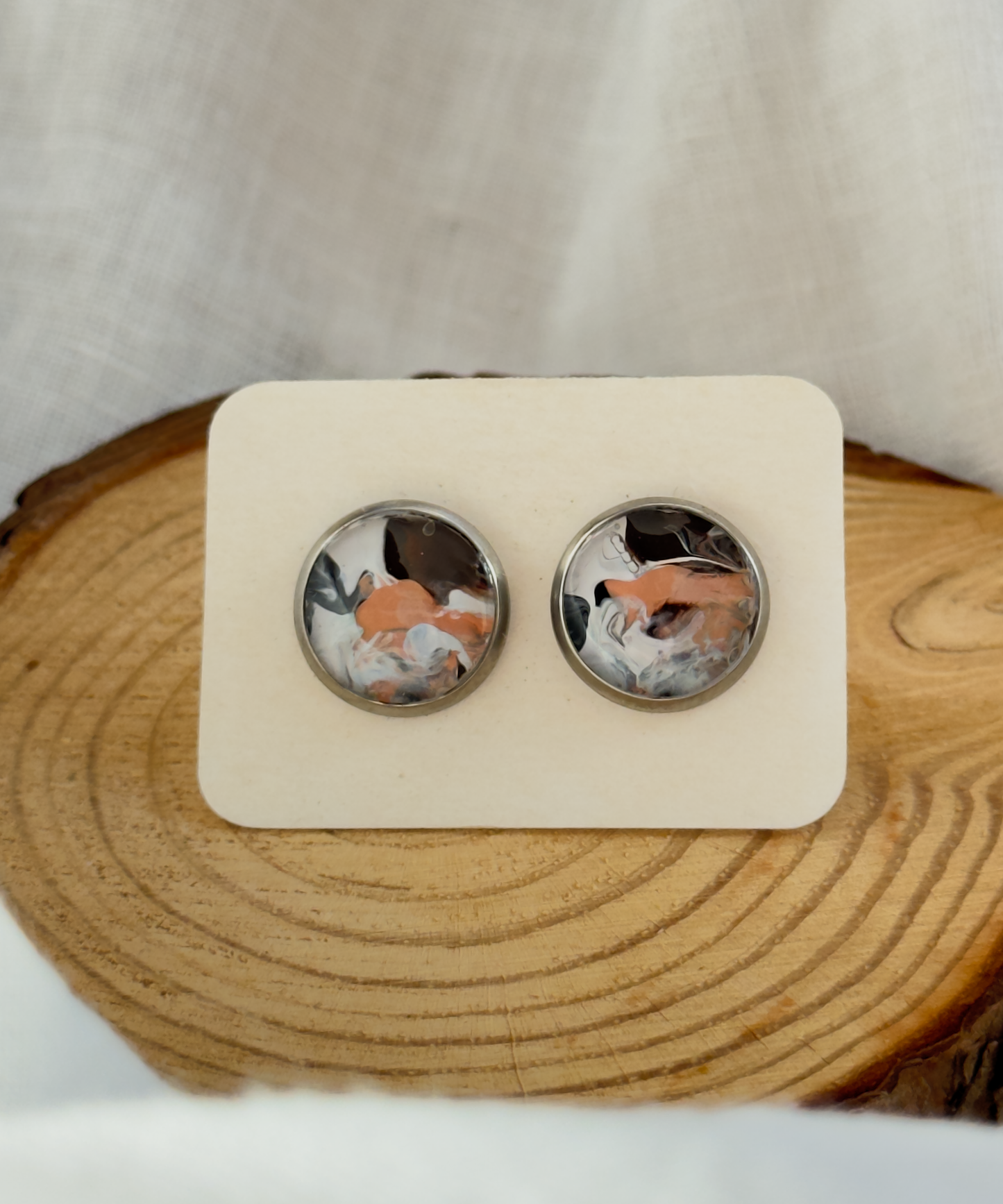All stainless steel earrings, stud earrings