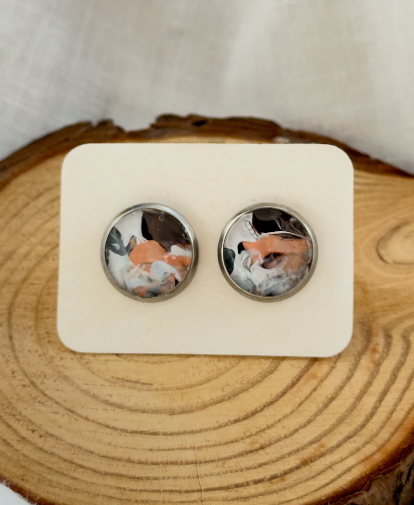 All stainless steel earrings, stud earrings