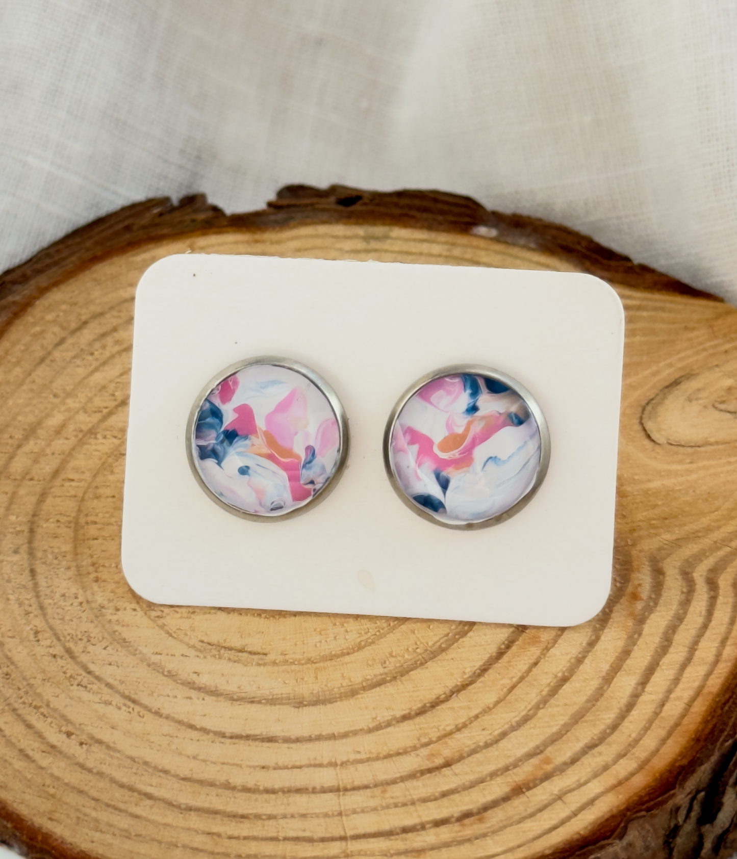 All stainless steel earrings, stud earrings