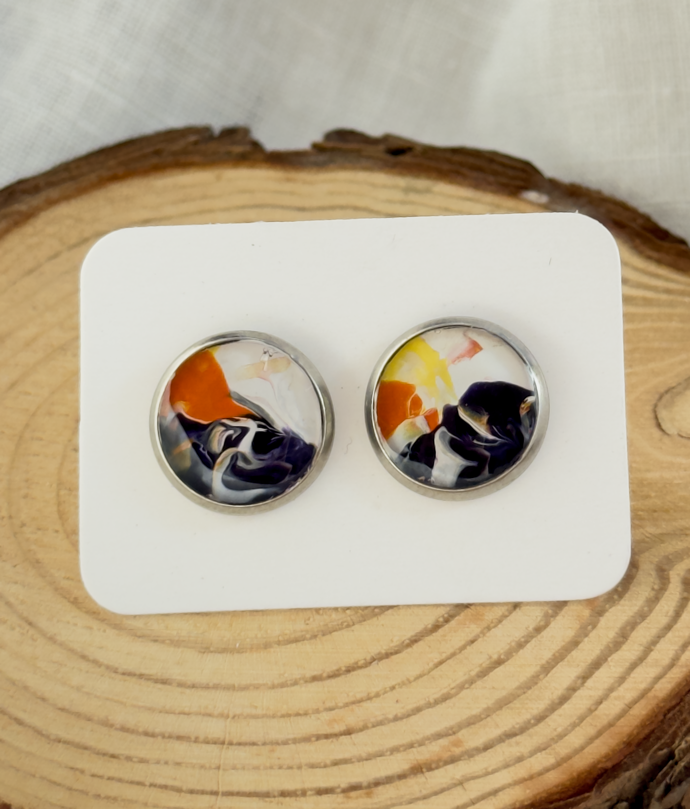 All stainless steel earrings, stud earrings
