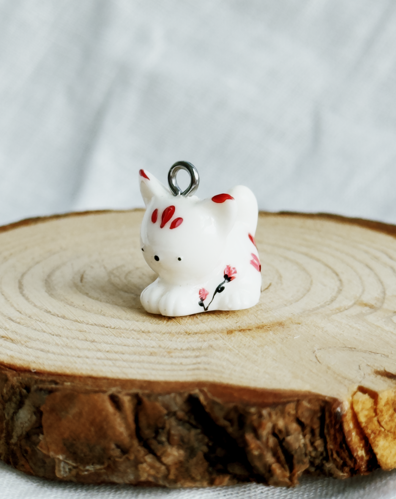 Todos los colgantes con miniatura de animal Gato y pintura a mano