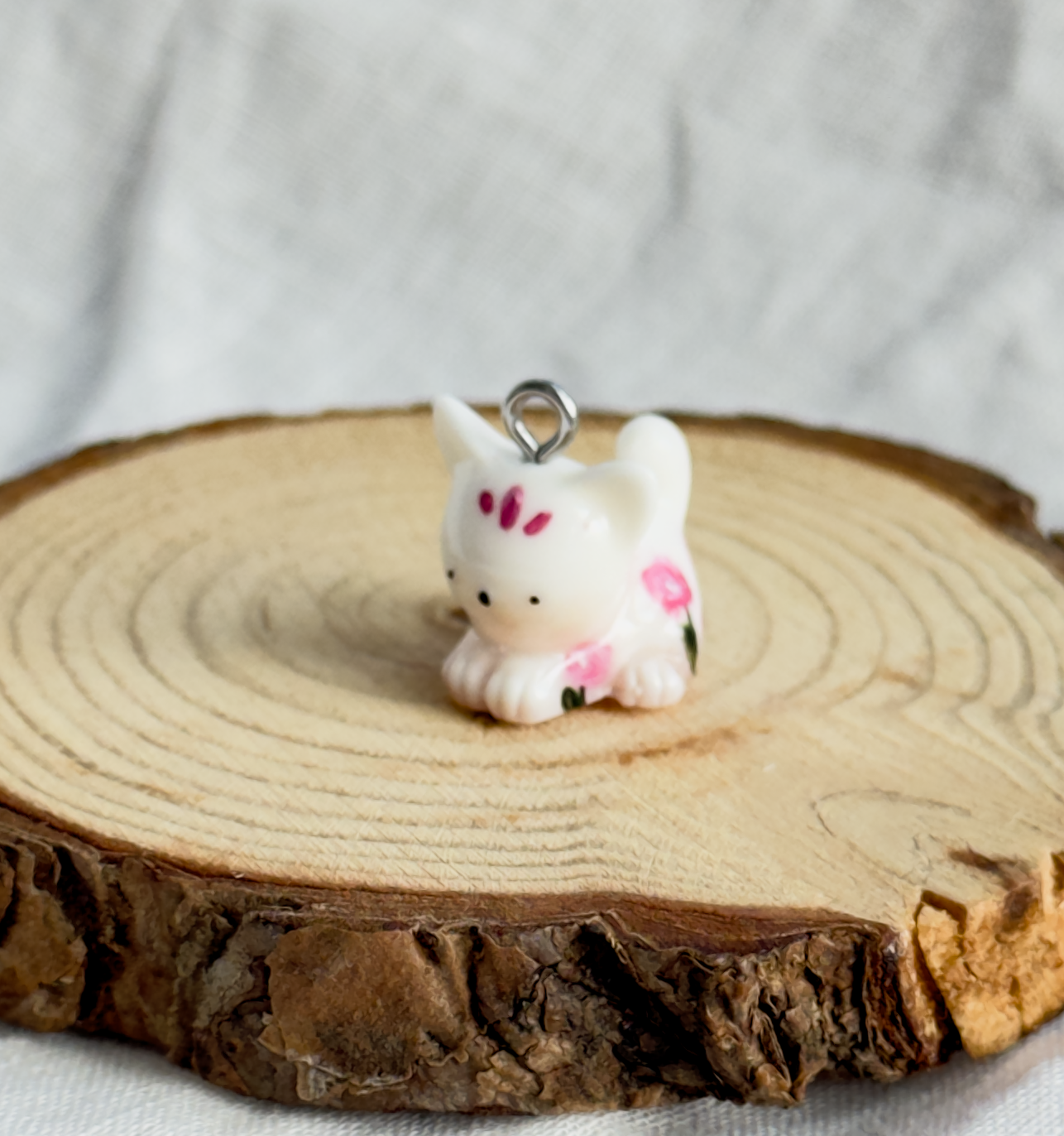 Todos los colgantes con miniatura de animal Gato y pintura a mano