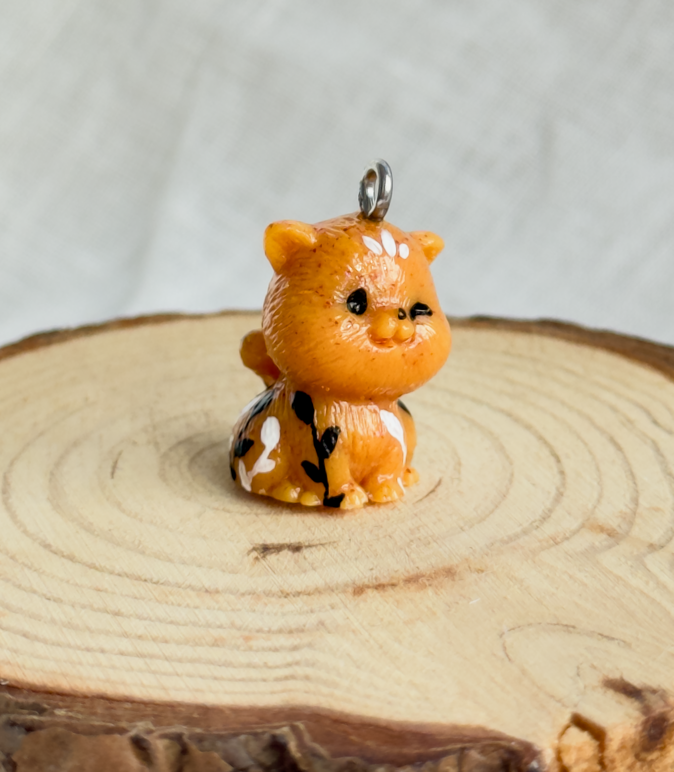 Todos los colgantes con miniatura de animal Gato y pintura a mano