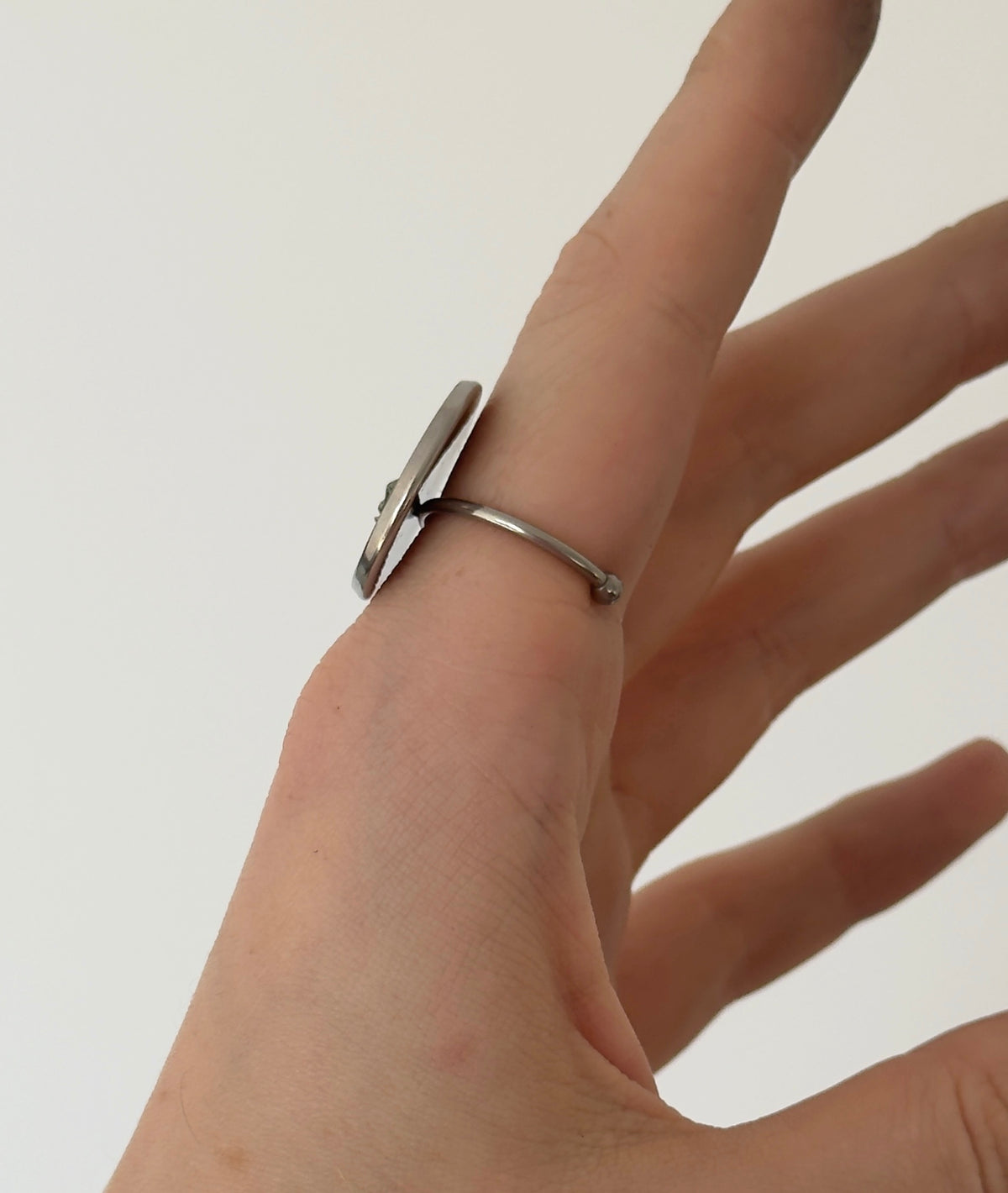 Stainless steel ring, dark blue ring with a little fish