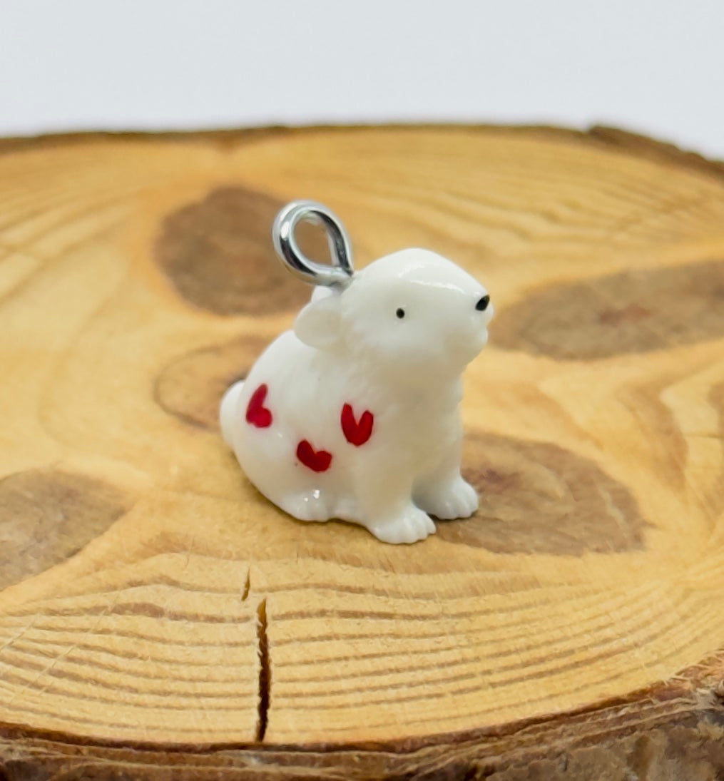 Todos los colgantes con miniatura de animal Conejo y pintura a mano