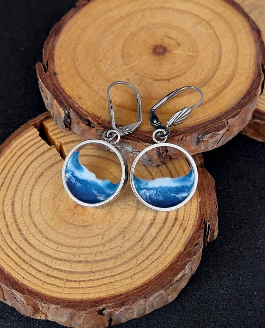 "El mar" Pendientes de acero inoxidable con olas