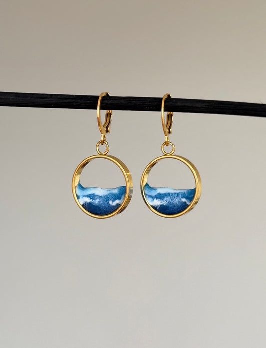 "El mar" Pendientes de acero inoxidable con olas