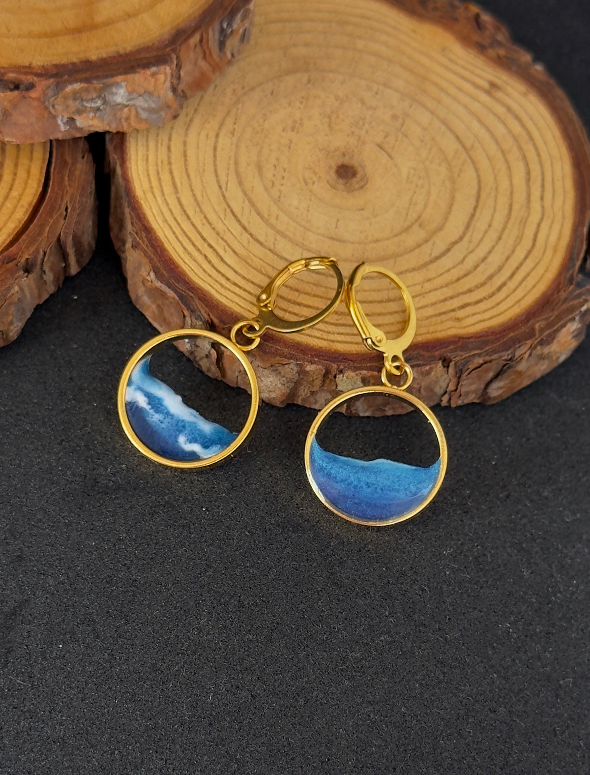 "El mar" Pendientes de acero inoxidable con olas