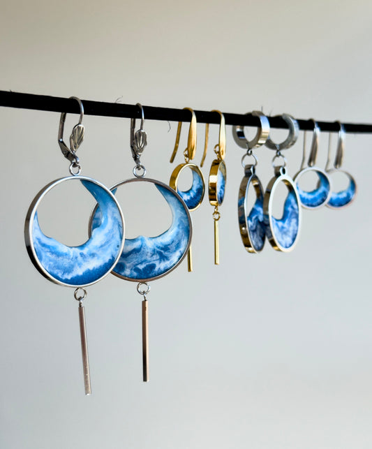 Los pendientes de acero inoxidable Ocean Wave