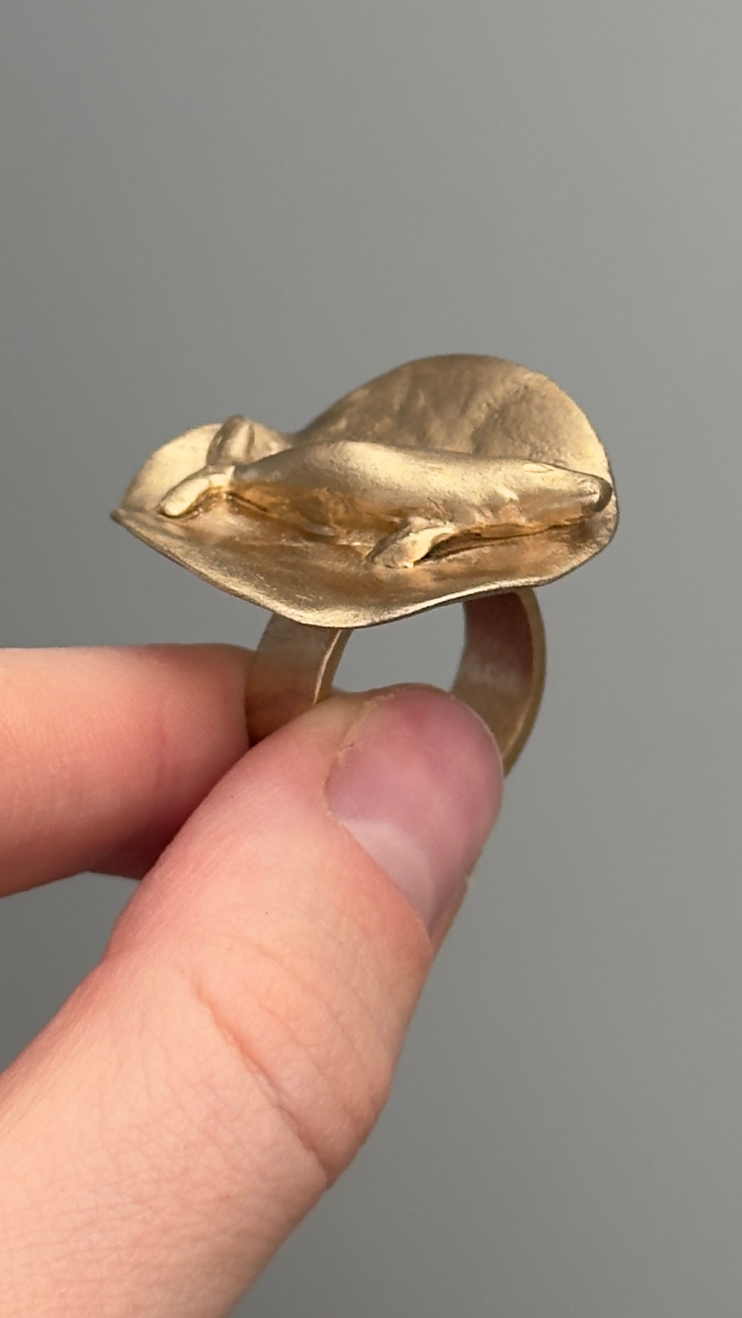 Bronze ring with a whale