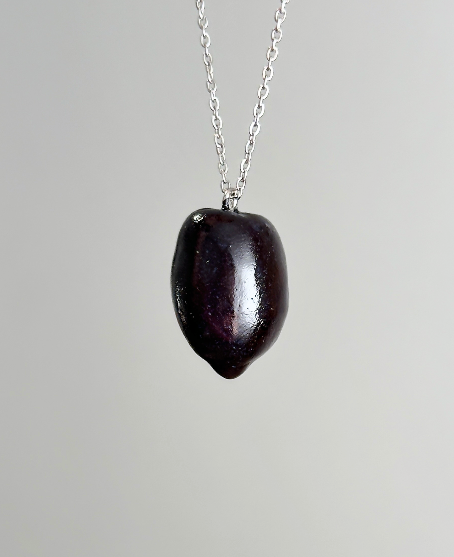 Handmade olive charms / Polymer clay pendants / Stainless steel olive necklace