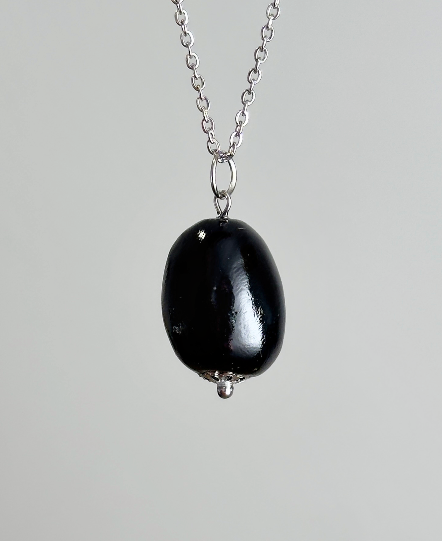 Handmade olive charms / Polymer clay pendants / Stainless steel olive necklace