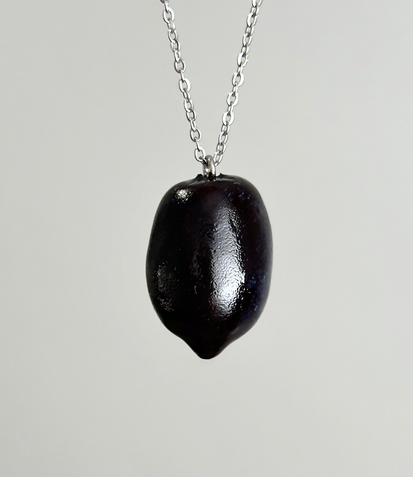 Handmade olive charms / Polymer clay pendants / Stainless steel olive necklace