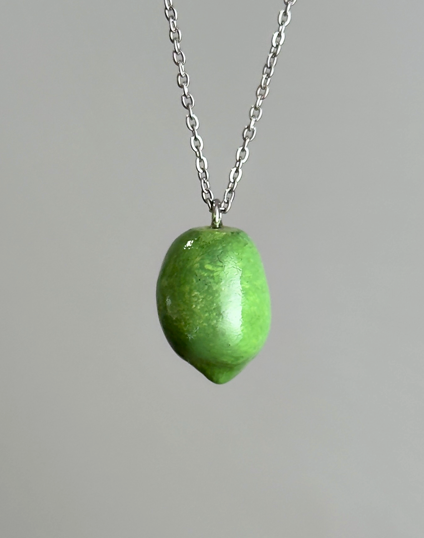 Handmade olive charms / Polymer clay pendants / Stainless steel olive necklace