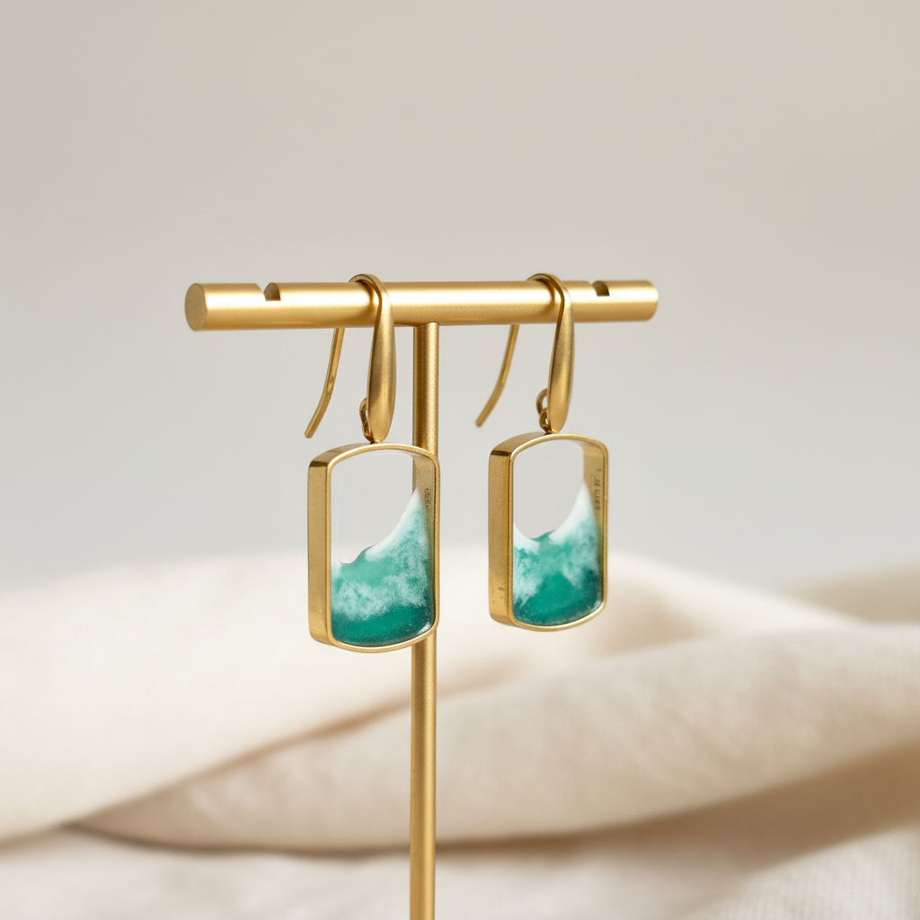 Pendientes de acero inoxidable con diseño de olas