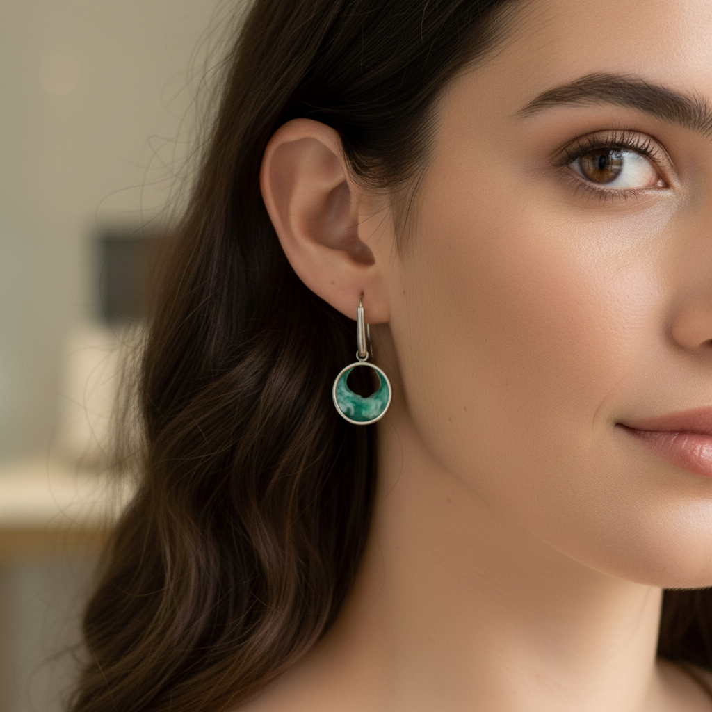 Pendientes de acero inoxidable con diseño de olas