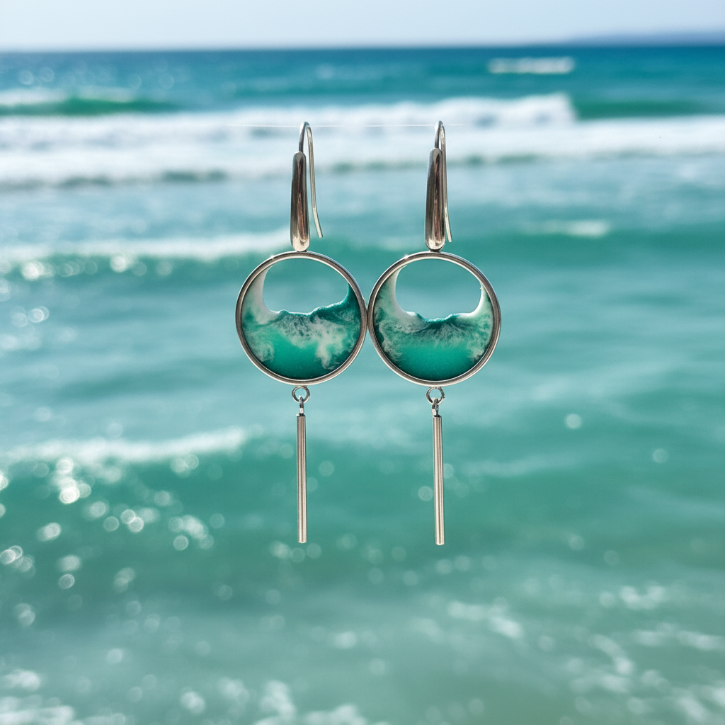 Stainless steel earrings with wave design