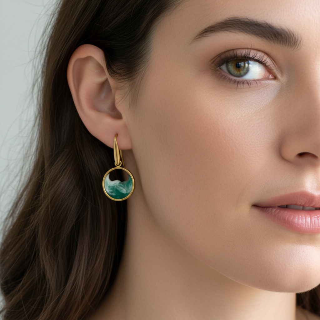 Stainless steel earrings with wave design