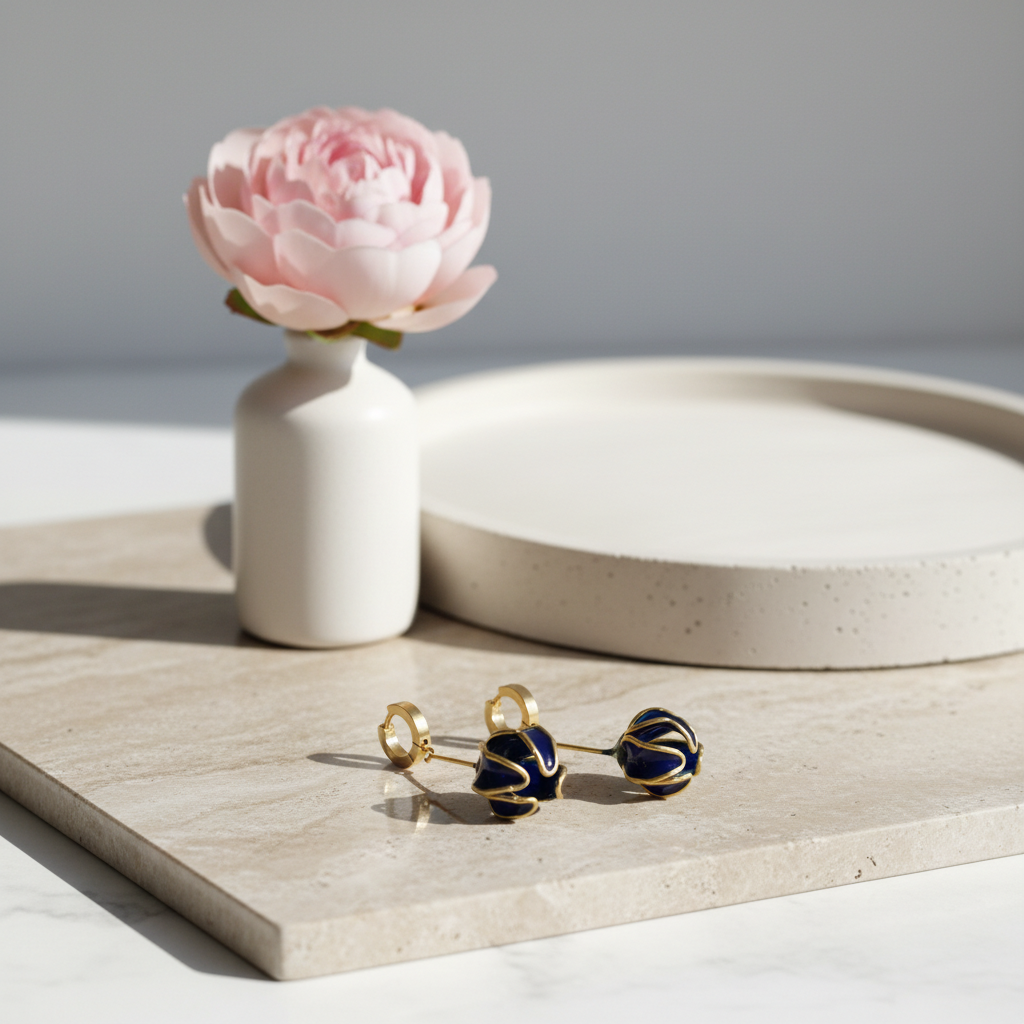 Flower-shaped earrings, long asymmetrical white earrings