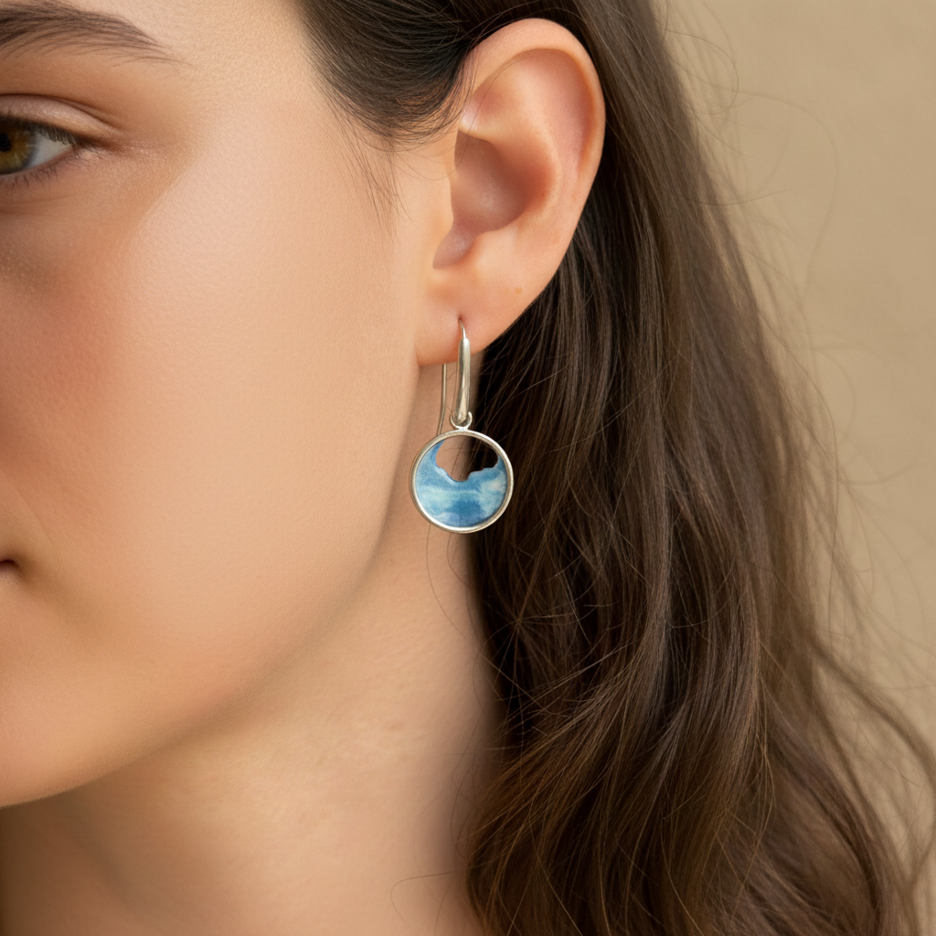 Pendientes de acero inoxidable con diseño de olas