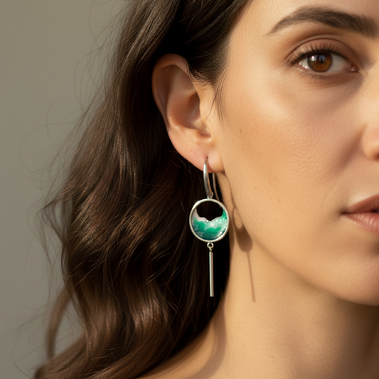 Stainless steel earrings with wave design