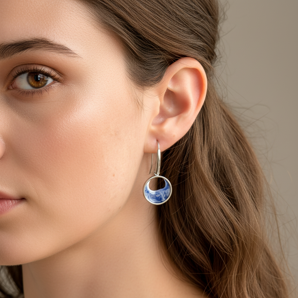 Stainless steel wave-design earrings