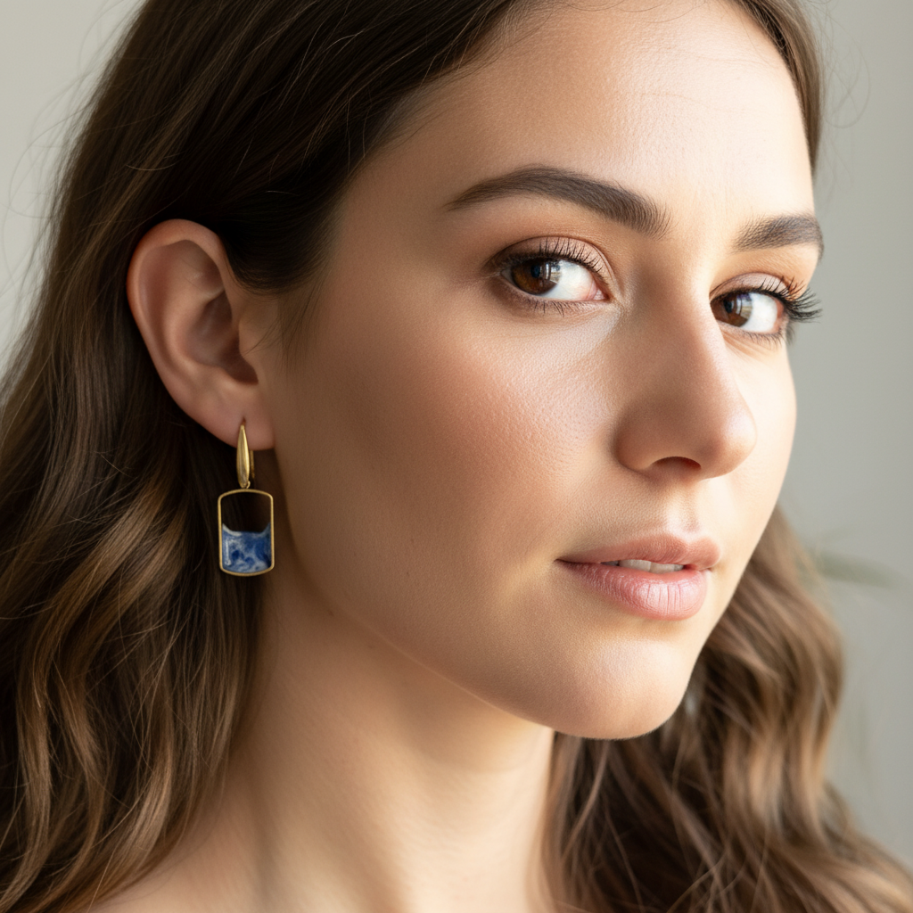 Pendientes de acero inoxidable con diseño de olas