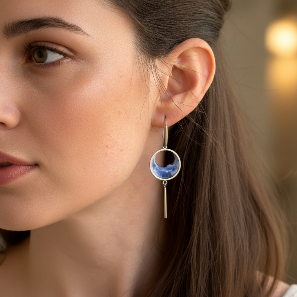 Pendientes de acero inoxidable con diseño de olas