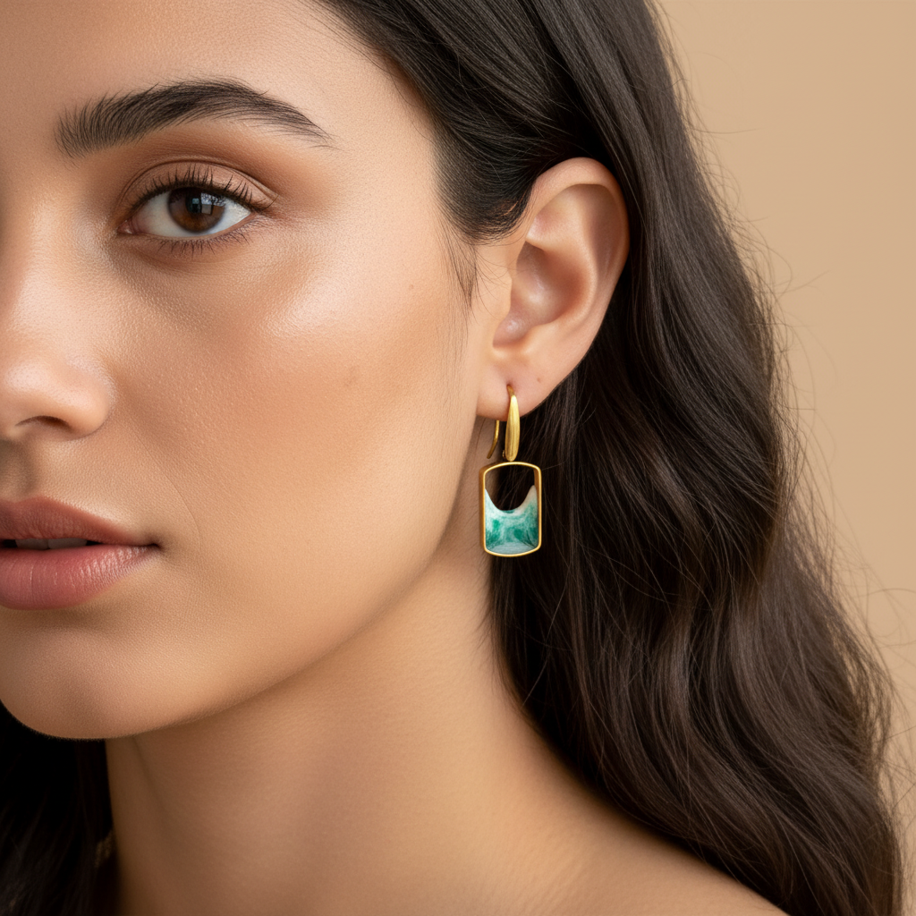 Pendientes de acero inoxidable con diseño de olas