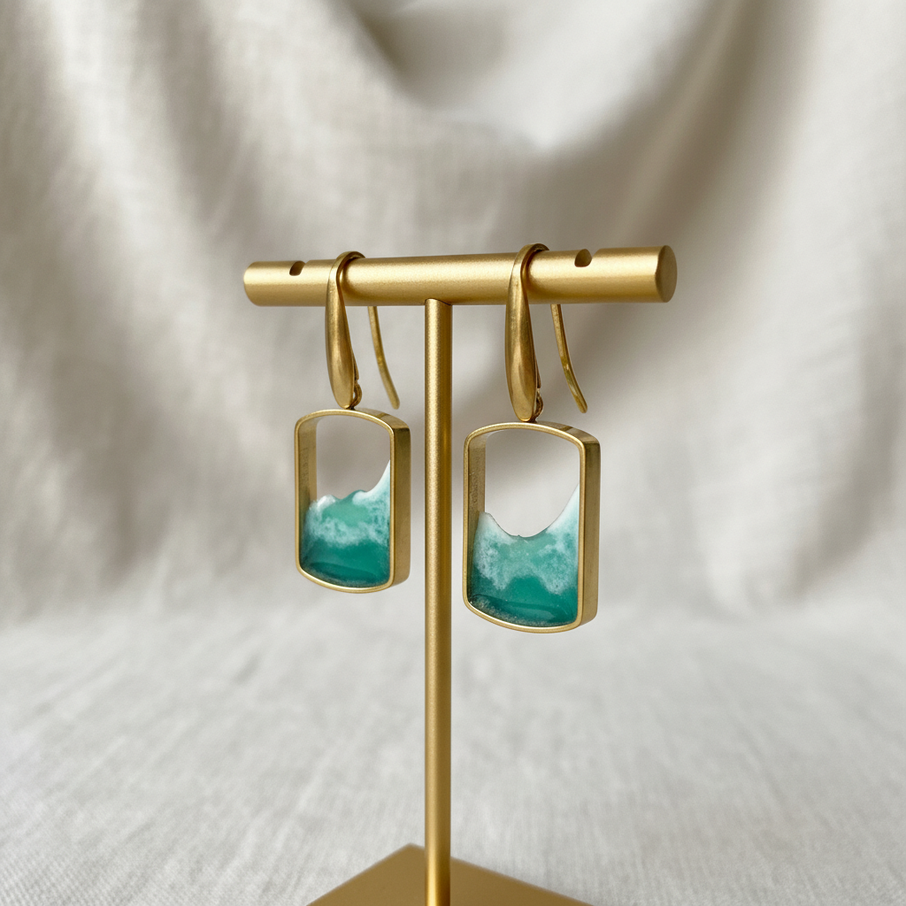 Pendientes de acero inoxidable con diseño de olas