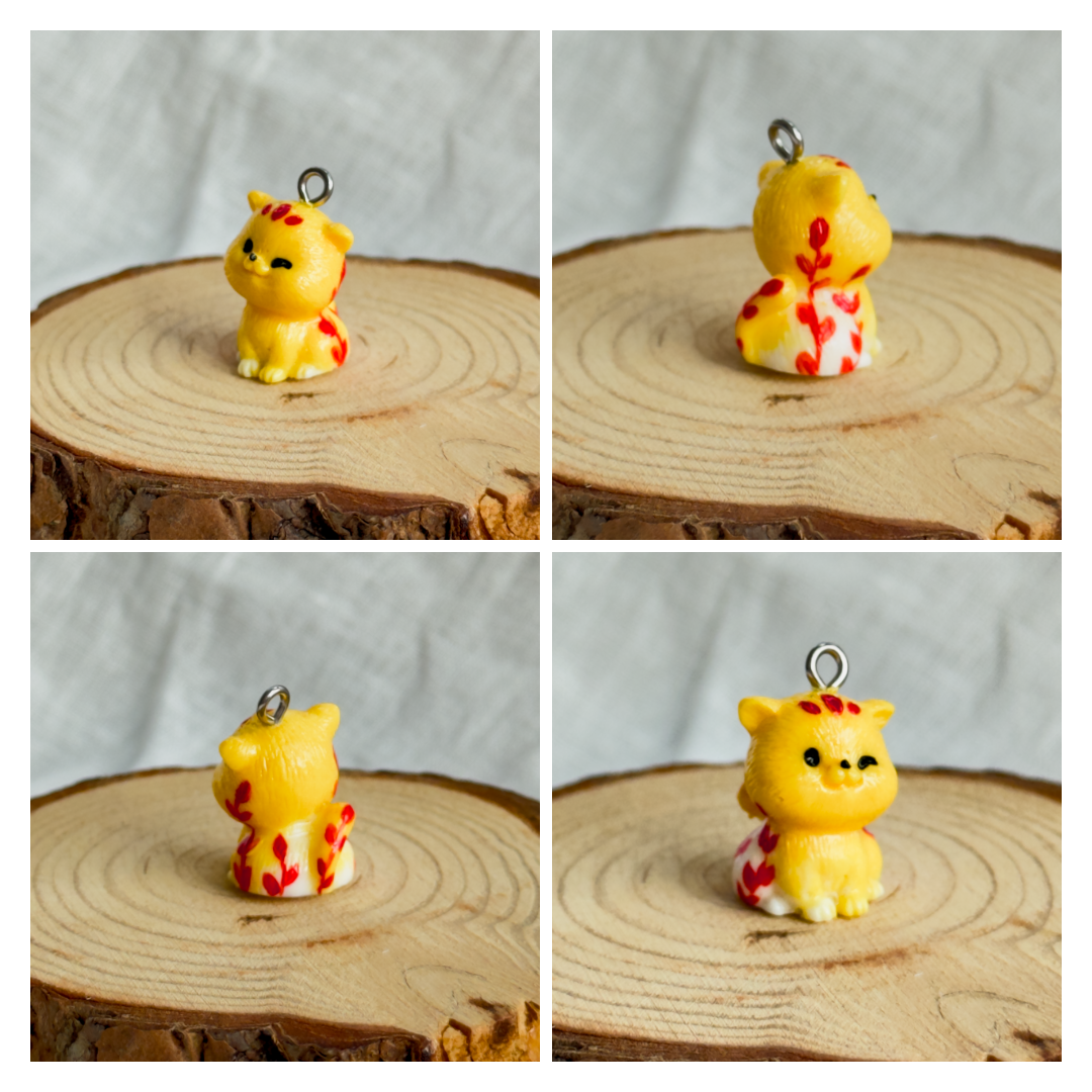 Todos los colgantes con miniatura de animal Gato y pintura a mano