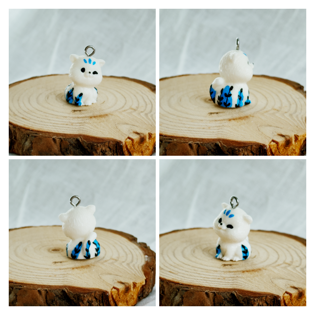 Todos los colgantes con miniatura de animal Gato y pintura a mano