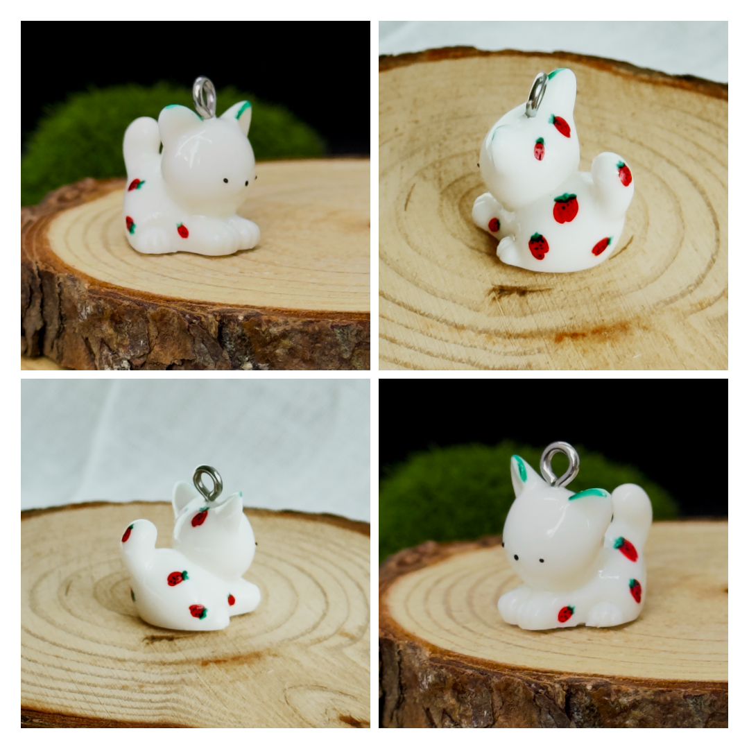 Todos los colgantes con miniatura de animal Gato y pintura a mano