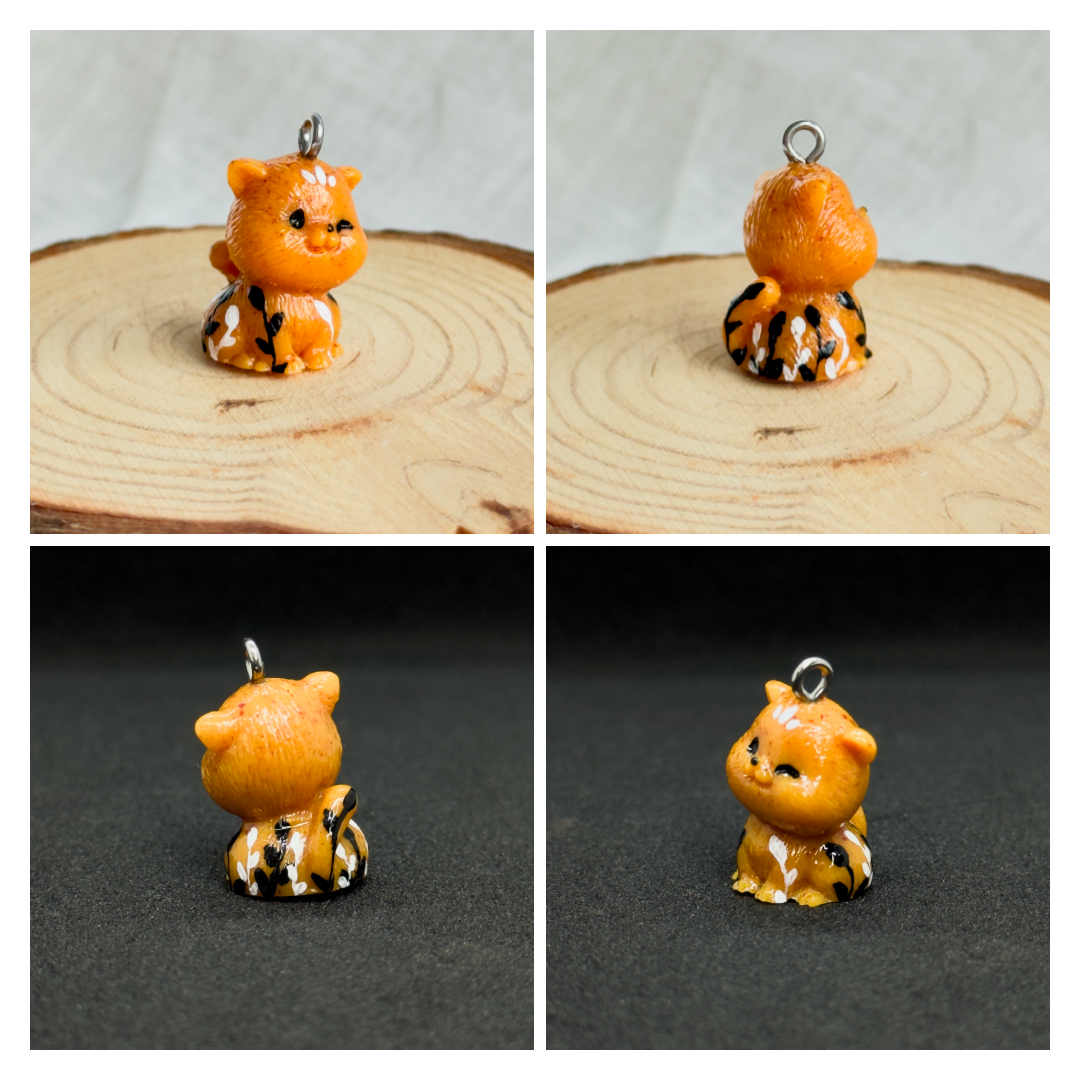 Todos los colgantes con miniatura de animal Gato y pintura a mano