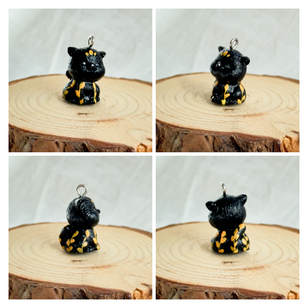 Todos los colgantes con miniatura de animal Gato y pintura a mano