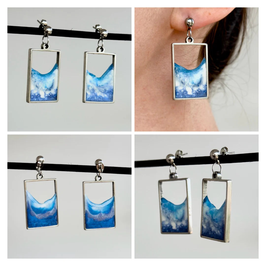 Pendientes de acero inoxidable con olas