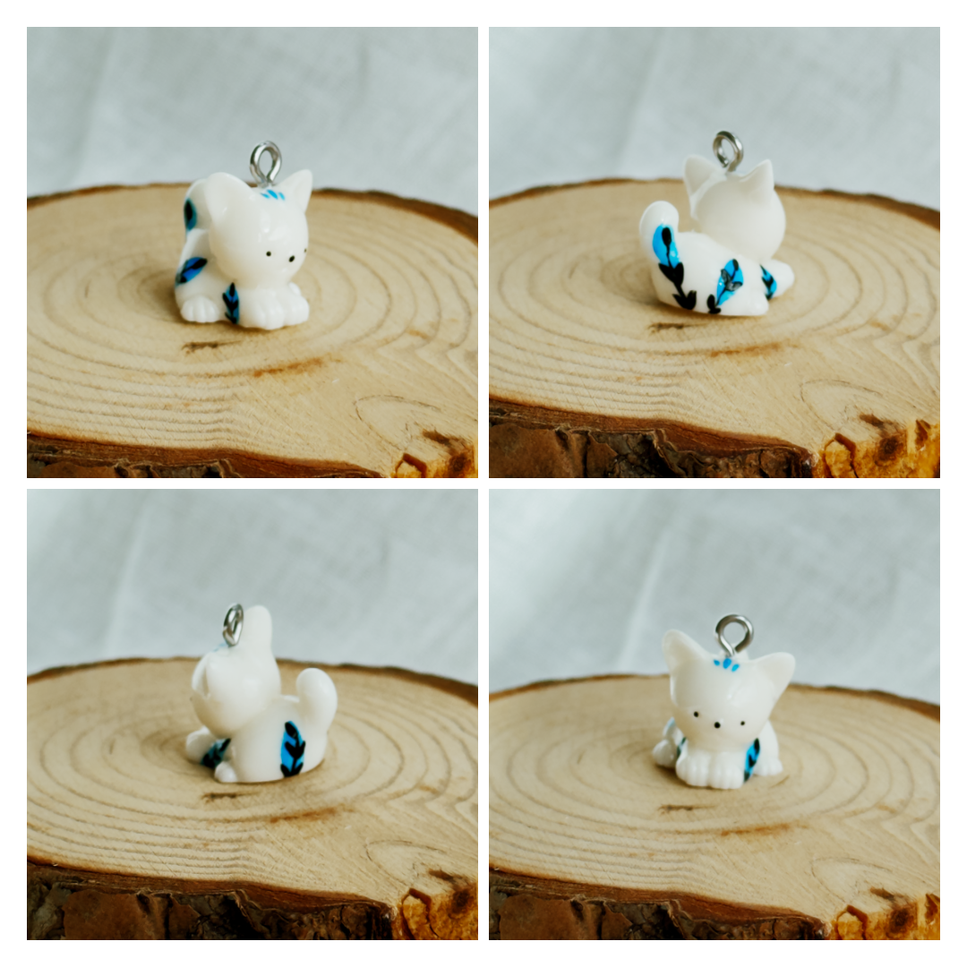 Todos los colgantes con miniatura de animal Gato y pintura a mano